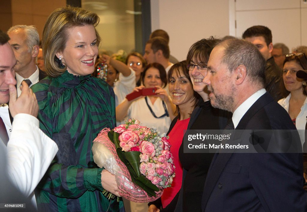 Queen Mathilde of Belgium Visits CeMaVie Medical Center In Brussels