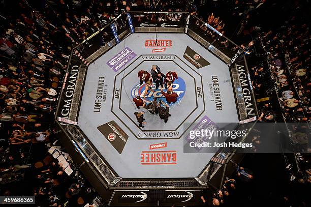 Ronda Rousey and Miesha Tate face off before their UFC women's bantamweight championship bout during the UFC 168 event at the MGM Grand Garden Arena...