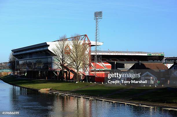 View of the Trent End of the City Ground, home of Nottingham Forest FC during the Sky Bet Championship match between Nottingham Forest and Leeds...