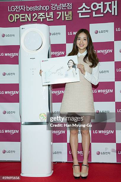 Son Yeon-Jae attends the autograph session for LG at LG Bestshop gangnam store on November 28, 2014 in Seoul, South Korea.