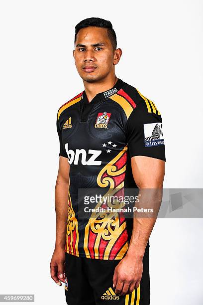 Toni Pulu of the Chiefs poses during a Chiefs Super Rugby headshots session on November 27, 2014 in Hamilton, New Zealand.
