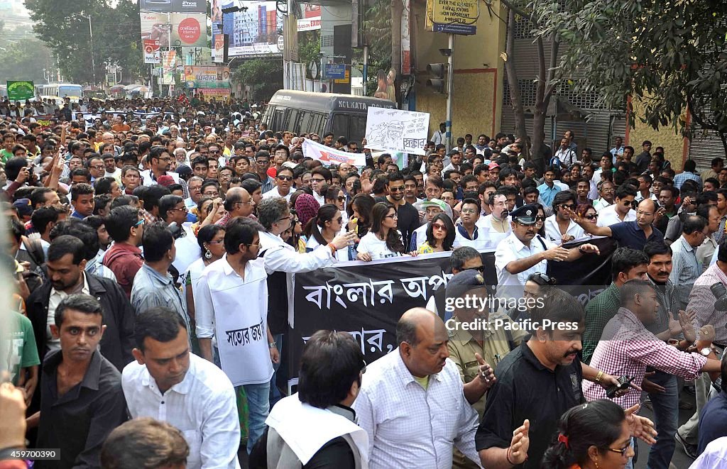 Intellectuals take part in a rally protesting against the...