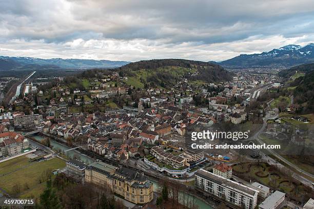 feldkirch, austria, from stadtschrofen with clouds - andreaskoeberl stock-fotos und bilder