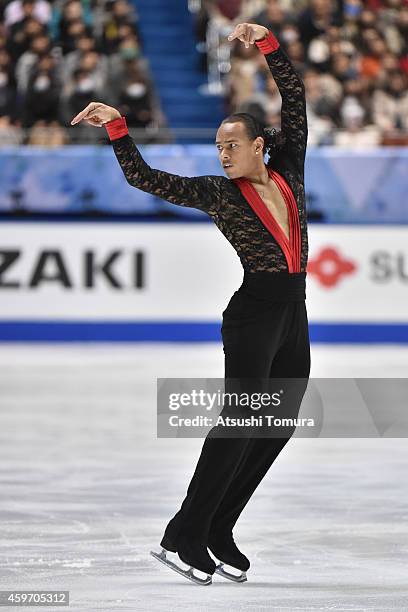 Elladj Balde of Italy competes in the Men Free Skating during day two of ISU Grand Prix of Figure Skating 2014/2015 NHK Trophy at the Namihaya Dome...