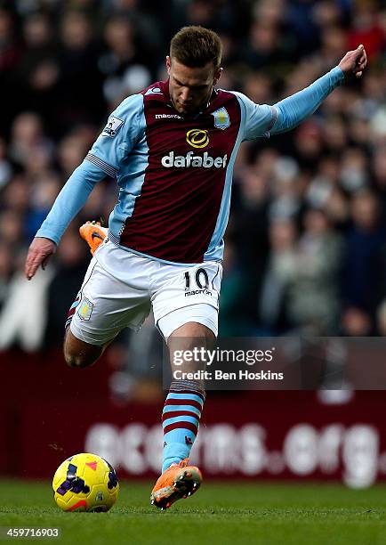 Andreas Weimann of Aston Villa in action during the Barclays Premier League match between Aston Villa and Swansea City at Villa Park on December 28,...