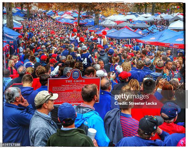 General view of the Mississippi Rebels walk of champions through campus before their game against the Mississippi State Bulldogs at Vaught-Hemingway...