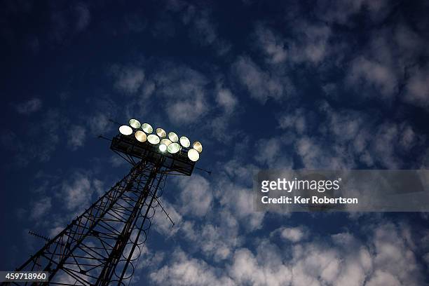 General view of floodlights during the Sky Bet Championship match between Brentford and Wolverhampton Wanderers at Griffin Park on November 29, 2014...