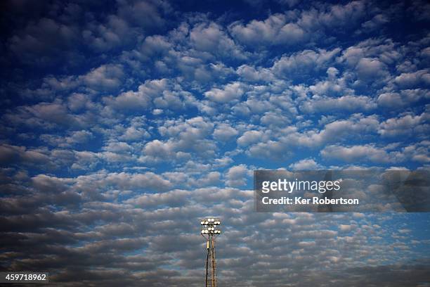 General view of floodlights during the Sky Bet Championship match between Brentford and Wolverhampton Wanderers at Griffin Park on November 29, 2014...