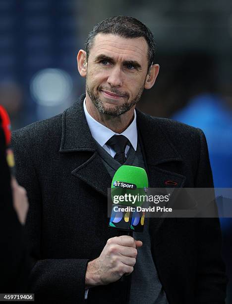 Former Arsenal player Martin Keown working for BT Sport before the match between West Bromwich Albion and Arsenal in the Barclays Premier League at...