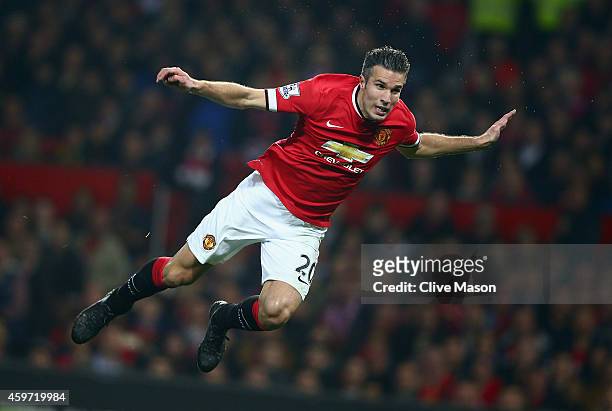 Robin van Persie of Manchester United in action during the Barclays Premier League match between Manchester United and Hull City at Old Trafford on...