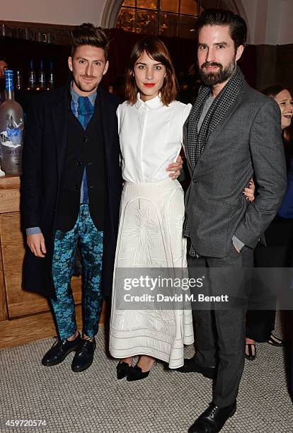 Henry Holland, Alexa Chung and Jack Guinness attend the British Fashion Awards Nominees' Dinner hosted by Grey Goose at the Soho House Pop-Up on...