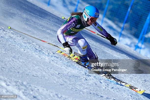 Megan McJames of the United States skis in the ladies giant slalom during the 2014 Audi FIS Ski World Cup at the Nature Valley Aspen Winternational...