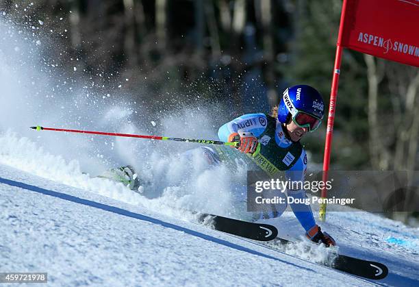 Veronique Hronek of Germany skis in the ladies giant slalom during the 2014 Audi FIS Ski World Cup at the Nature Valley Aspen Winternational at Aspen...