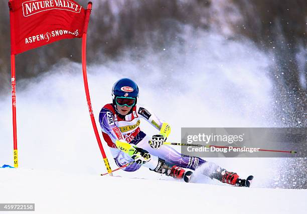 Mikaela Shiffrin of the United States skis to sixth place in the the ladies giant slalom during the 2014 Audi FIS Ski World Cup at the Nature Valley...