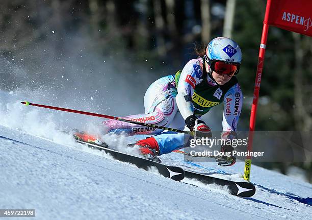 Tina Weirather of Lichtenstein skis in the ladies giant slalom during the 2014 Audi FIS Ski World Cup at the Nature Valley Aspen Winternational at...