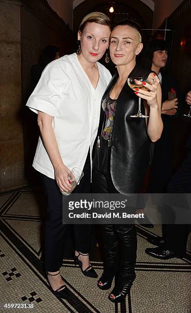 Lou Dalton and Barbara Grispini attend the British Fashion Awards Nominees' Dinner hosted by Grey Goose at the Soho House Pop-Up on November 29, 2014...
