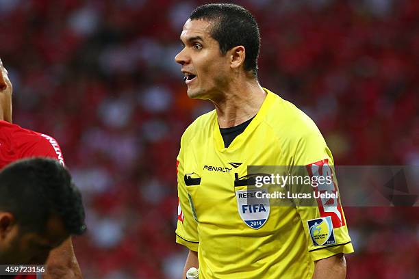 Referee Ricardo Marques Ribeiro during the match between Internacional and Palmeiras as part of Brasileirao Series A 2014, at Estadio Beira-Rio on...