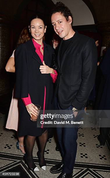 Myriam Coudoux and Christopher Suarez attend the British Fashion Awards Nominees' Dinner hosted by Grey Goose at the Soho House Pop-Up on November...