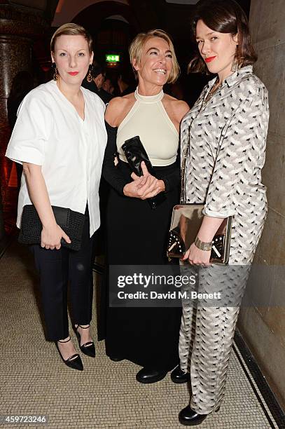 Lou Dalton, Anna Orsini and Holly Fulton attend the British Fashion Awards Nominees' Dinner hosted by Grey Goose at the Soho House Pop-Up on November...