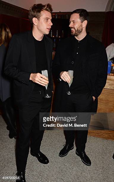 Womenswear & Menswear Designer nominee J.W. Anderson and Simon Whitehouse attend the British Fashion Awards Nominees' Dinner hosted by Grey Goose at...