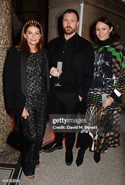 British Fashion Council Chairman Natalie Massenet, Simon Whitehouse and British Fashion Council CEO Caroline Rush attend the British Fashion Awards...