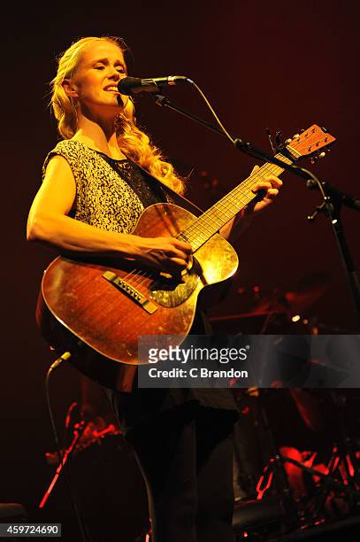 Tina Dico performs on stage at Shepherds Bush Empire on November 29, 2014 in London, United Kingdom.