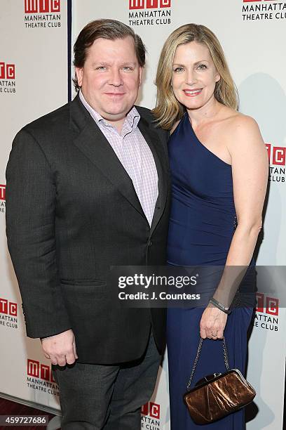 Playwright David Lindsay-Abaire and Christine Lindsay-Abaire attend the Manhattan Theatre Club 2014 Fall Benefit at Frederick P. Rose Hall, Jazz at...