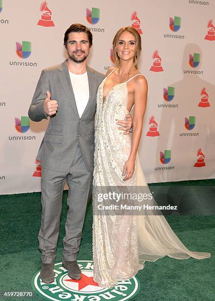 Juanes and Karen Martinez arrive at the 15th Annual Latin Grammy Awards on November 20, 2014 in Las Vegas, Nevada.