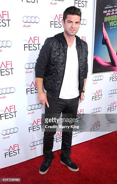 Actor Sterling Jones arrives at AFI FEST 2014 Presented by Audi - Gala Premiere of 'Inherent Vice' at the Egyptian Theatre on November 8, 2014 in...