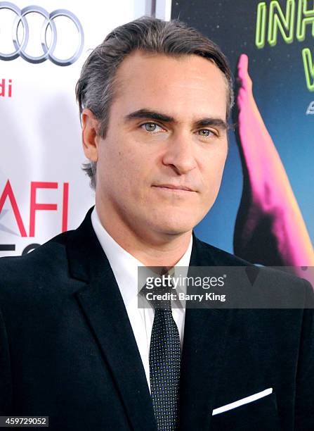 Actor Joaquin Phoenix arrives at AFI FEST 2014 Presented by Audi - Gala Premiere of 'Inherent Vice' at the Egyptian Theatre on November 8, 2014 in...