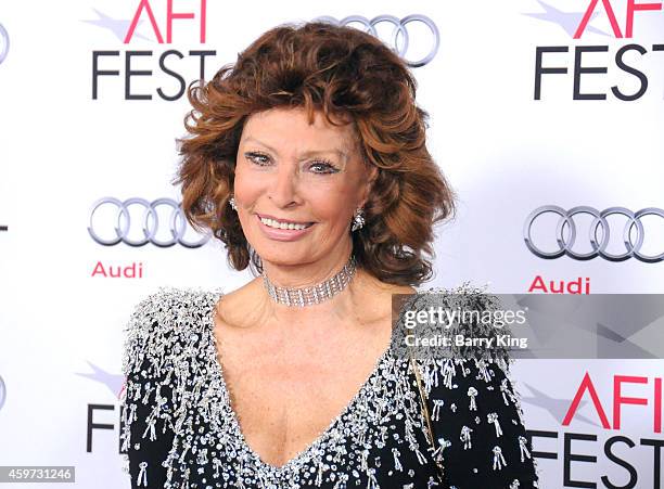 Actress Sophia Loren arrives at AFI FEST 2014 Presented By Audi - A Special Tribute To Sophia Loren at Dolby Theatre on November 12, 2014 in...