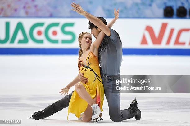 Kaitlyn Weaver and Andrew Poje of Canada compete in the Ice Dance Free Dance during day three of ISU Grand Prix of Figure Skating 2014/2015 NHK...