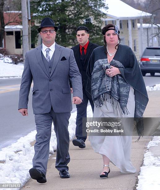 Guests attends the wedding of Nicole "Snooki" Polizzi and Jionni LaValle at Saint Rose of Lima Church on November 29, 2014 in East Hanover, New...