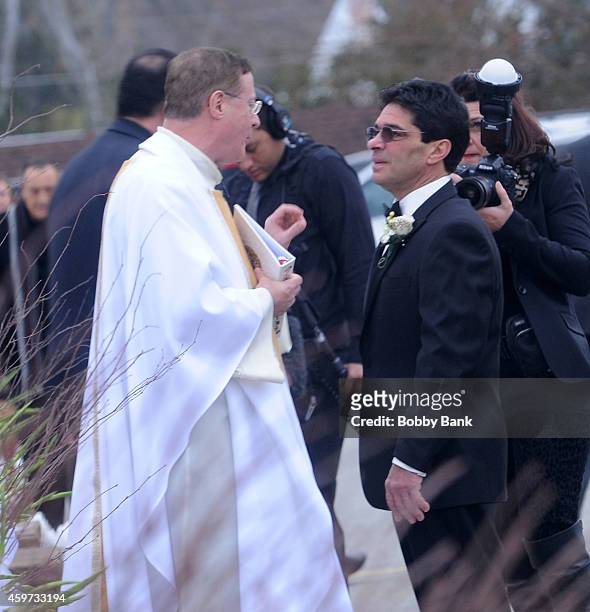 Father Owen B. Moran of the Saint Rose of Lima Church in East Hanover, NJ and Joseph LaValle attend the wedding of Nicole "Snooki" Polizzi and Jionni...
