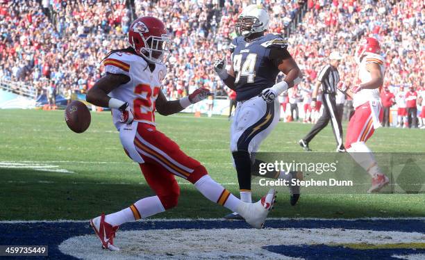 Wide receiver Dexter McCluster of the Kansas City Chiefs celebrates after scoring on a two yard touchdown pass play in the first quarter against the...