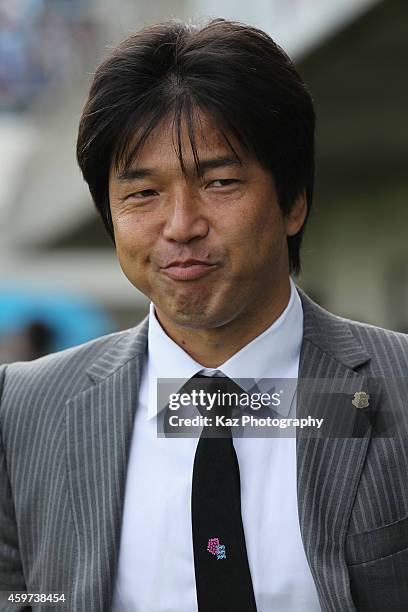 Jubilo Iwata head coach Hiroshi Nanami looks on prior to the J1 Promotion Play-off semi-final match between Jubilo Iwata and Montedio Yamagata at...