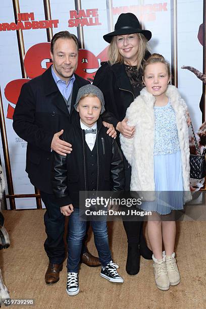 Stephen Graham, wife Hannah Walters and children Grace and Alfie attend the UK Premiere of "Get Santa" at Vue West End on November 30, 2014 in...