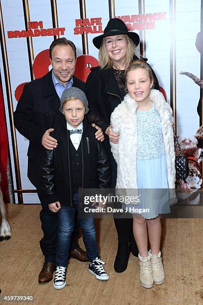 Stephen Graham, wife Hannah Walters and children Grace and Alfie attend the UK Premiere of "Get Santa" at Vue West End on November 30, 2014 in...