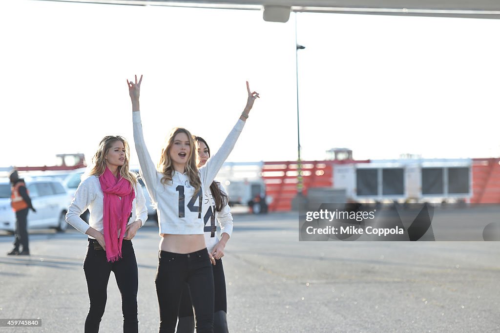 Victoria's Secret Models Depart For London For 2014 Victoria's Secret Fashion Show