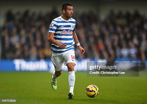 Mauricio Isla of Queens Park Rangers during the Barclays Premier League match between Queens Park Rangers and Leicester City at Loftus Road on...