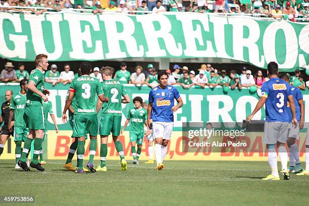 Marcelo Moreno of Cruzeiro during a match between Chapecoense and Cruzeiro for the Brazilian Series A 2014 at Arena Conda Stadium on November 30,...