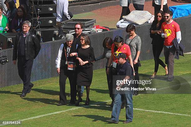 Florinda Meza, widow of the late Mexican comedian, screenwriter, TV producer, actor and director Roberto Gomez Bolanos attend his funeral at Azteca...
