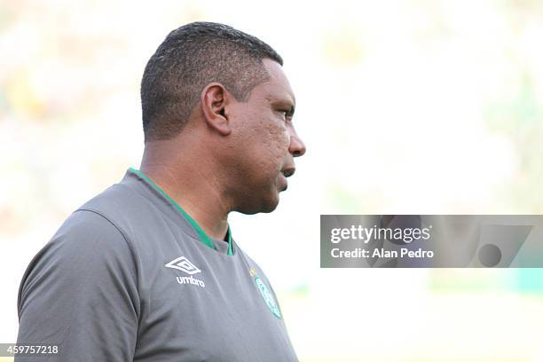 Head coach of Chapecoense Celso Rodrigues during a match between Chapecoense and Cruzeiro for the Brazilian Series A 2014 at Arena Conda Stadium on...