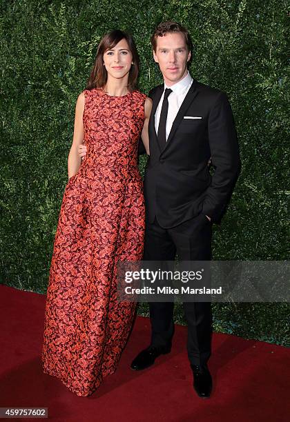 Sophie Hunter and Benedict Cumberbatch attend the 60th London Evening Standard Theatre Awards at London Palladium on November 30, 2014 in London,...