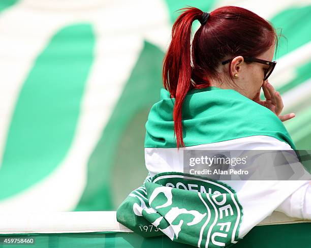 Fan of Chapecoense before the match between Chapecoense and Cruzeiro for the Brazilian Series A 2014 at Arena Conda Stadium on November 30, 2014 in...