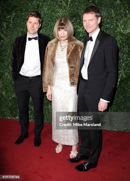 Anna Wintour and Christopher Bailey attend the 60th London Evening Standard Theatre Awards at London Palladium on November 30, 2014 in London,...