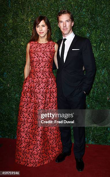 Sophie Hunter and Benedict Cumberbatch attend the 60th London Evening Standard Theatre Awards at London Palladium on November 30, 2014 in London,...