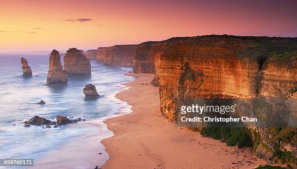 the twelve apostles at sunrise (great ocean road) - melbourne australia stock pictures, royalty-free photos & images