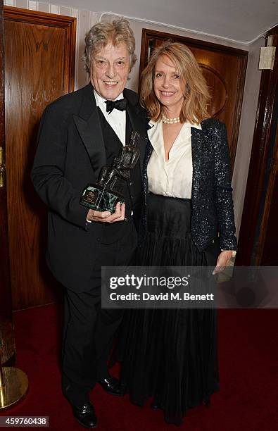 Sir Tom Stoppard and Sabrina Guinness attend an after party following the 60th London Evening Standard Theatre Awards at the London Palladium on...