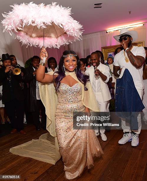 Reginae Carter attends her "All White" Sweet 16 birthday party at Summerour Studio on November 29, 2014 in Atlanta, Georgia.